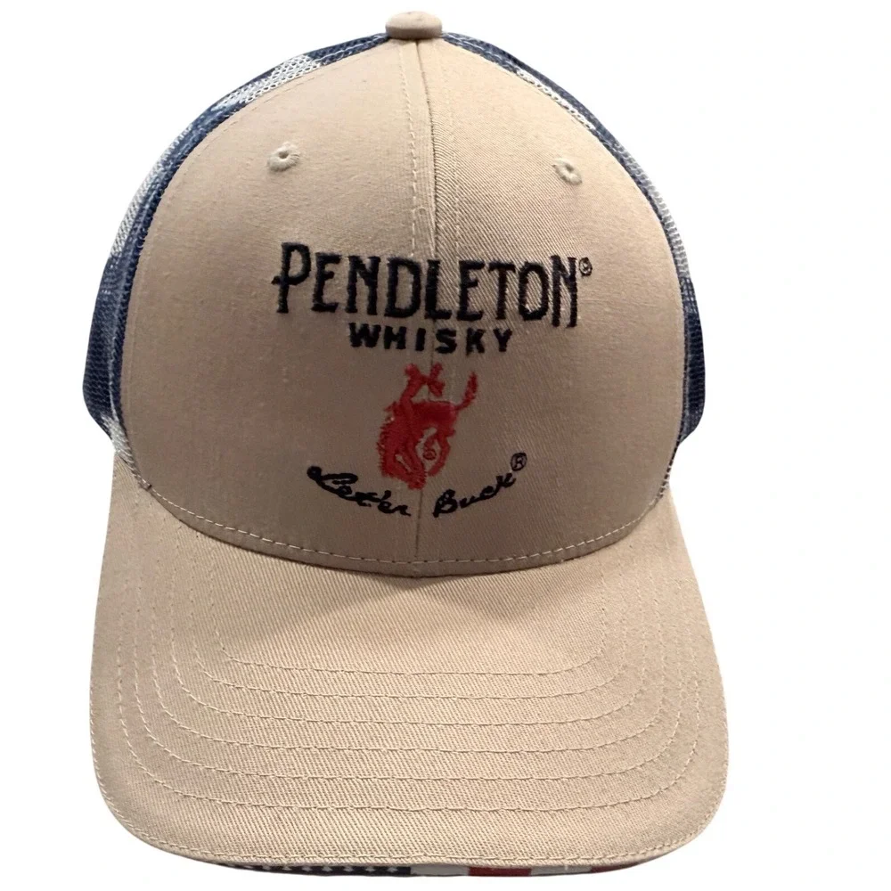 Pendleton Whisky Trucker‎ Hat Tan Mesh American Flag Detail